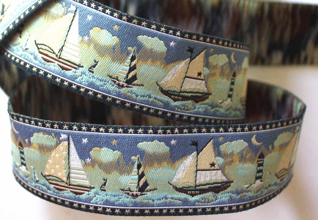 SAIL BOAT2 1" x 3 yards High Definition Blues and Tans